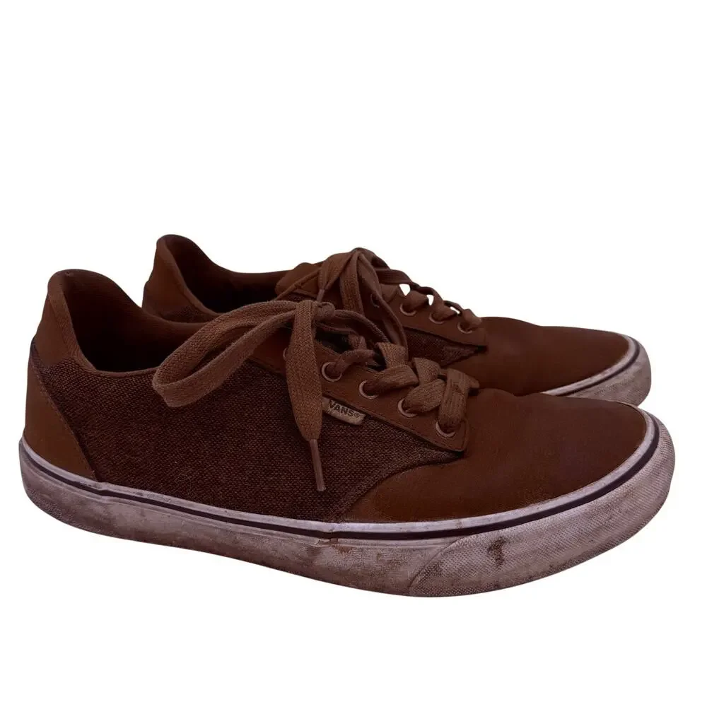 Vans Men's Brown Atwood Deluxe Leather Canvas Sneakers Shoes Size 11.5